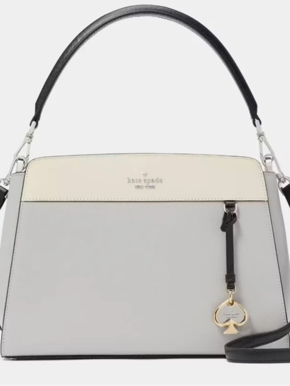 kate spade Two-ToneWhite and Light Gray Madison medium Satchel NWT